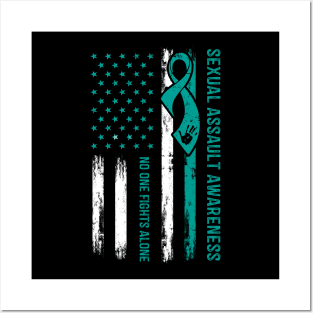 No One Fights Alone Sexual Assault American Flag Posters and Art